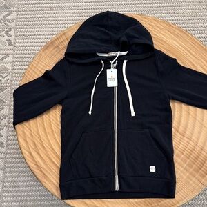 Marine Layer Black Zip Hoodie with White Drawstrings